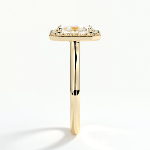 9ct Yellow Gold 1.50ct Emerald Cut Halo Cluster Laboratory Grown Diamond Engagement Ring