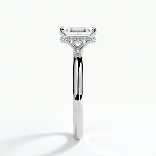 Platinum 1.50ct Emerald Cut Halo Cluster Laboratory Grown Diamond ring