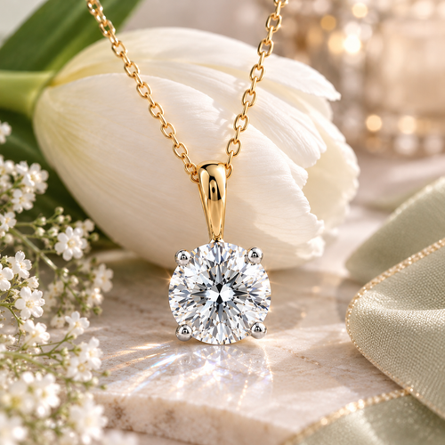 9ct Yellow Gold 1.50ct Round Brilliant Cut Laboratory Diamond Necklace
