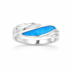 Sterling Silver Ashes Wave Memorial Ring - Choose your Gem Colour