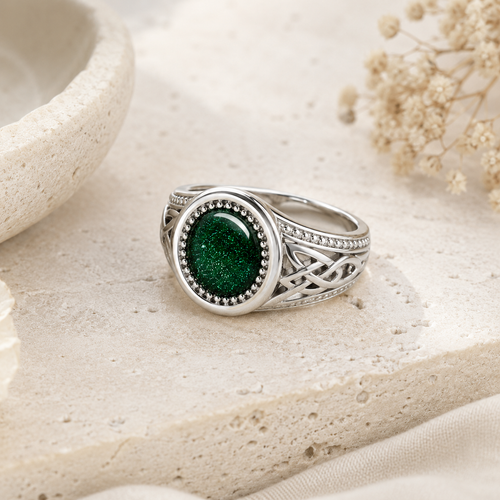 Maci Memories Gents Sterling Silver Celtic Ashes Memorial Ring