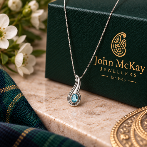 Limited-edition Heritage Collection Blue Topaz Paisley Necklace