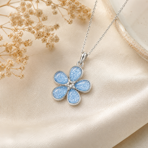 Maci Memories Sterling Silver Ashes Forget Me Not Necklace