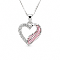 Sterling Silver Ashes Heart Cubic Zirconia Pendant with Chain
