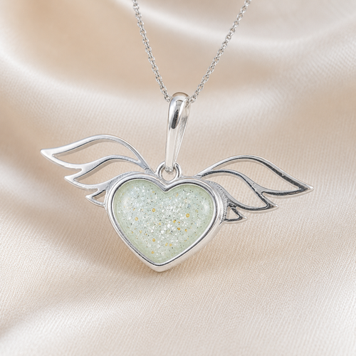Maci Memories Sterling Silver Heart And Wing Ashes Necklace