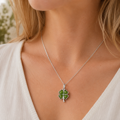 Maci Memories Sterling Silver Ashes 4 Leaf Clover Memorial Necklace