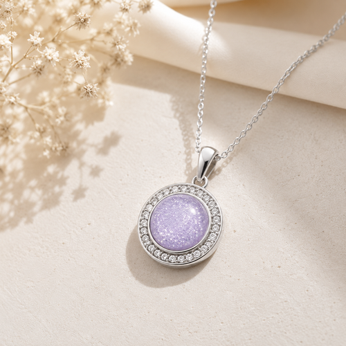 Maci Memories Sterling Silver Cubic Zirconium Halo Cluster Memorial Necklace