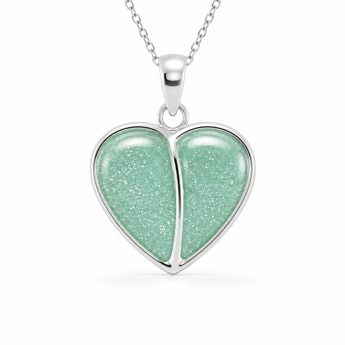 Silver Duel Heart Ashes Pendant