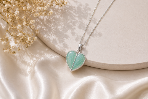 Silver Duel Heart Ashes Pendant