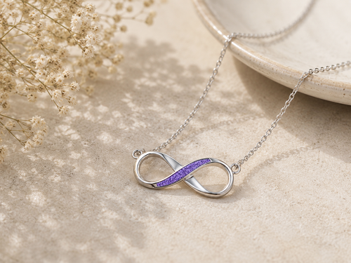 Sterling Silver Ashes Memorial Infinity Necklace