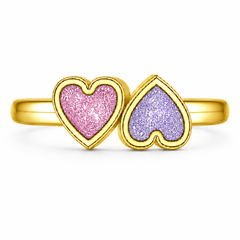 9ct Yellow Gold Ashes Dual Heart Memorial Ring
