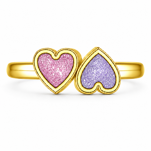 9ct Yellow Gold Ashes Dual Heart Memorial Ring