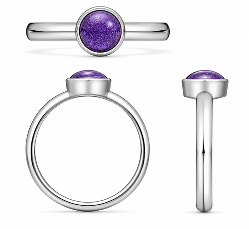 Sterling Silver Ashes Round Memorial Ring