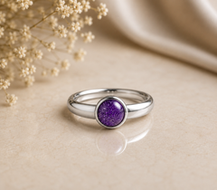 Sterling Silver Ashes Round Memorial Ring