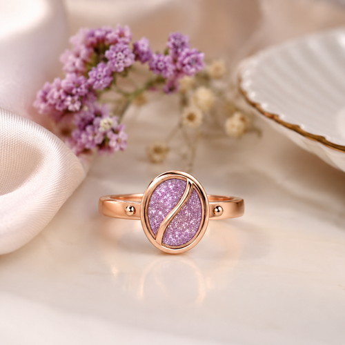 9ct Rose Gold Ladies Ashes Memorial Ring.