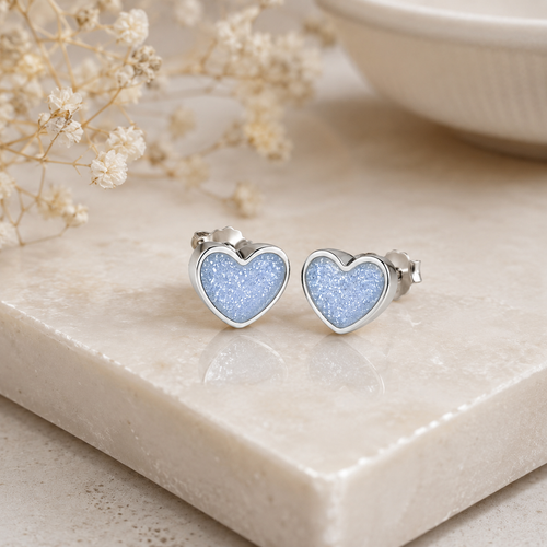 Maci Memories Sterling Silver Ashes Memorial Love Heart Earrings
