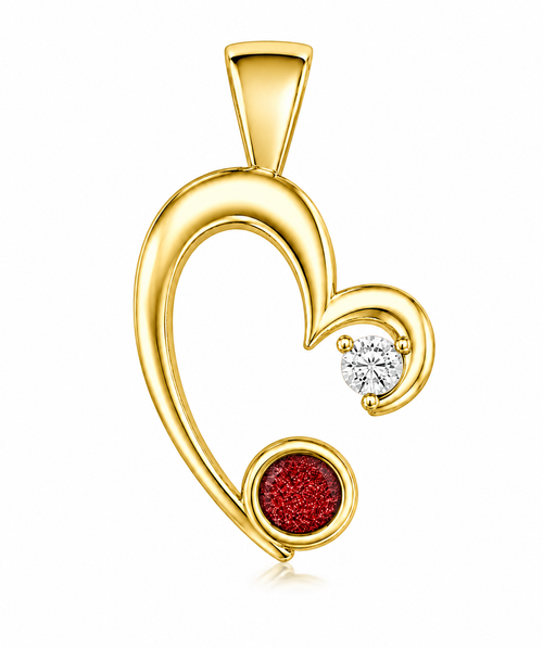 9ct Yellow Ashes Heart Memorial Pendant
