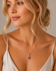 Sterling Silver Ashes Pear CZ Memorial Pendant