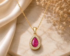 9ct Yellow Gold Ashes Pear CZ Memorial Pendant