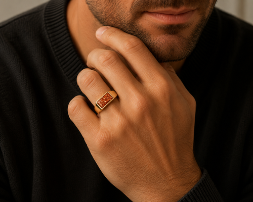9ct yellow Gold gents Ashes Memorial Ring