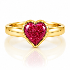 9ct Yellow Gold Ashes Heart Memorial Ring