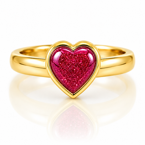 9ct Yellow Gold Ashes Heart Memorial Ring