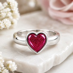 Sterling Silver Ashes Heart Memorial Ring