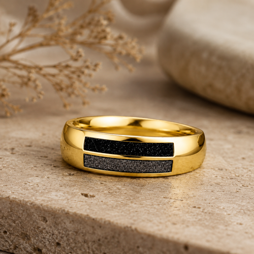 Gents 9ct yellow gold Ashes to glass cremation Ring