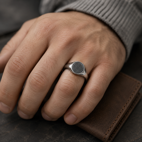 Unisex Silver Ashes  Memorial Ring
