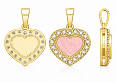 9ct Yellow Gold Ashes Heart CZ Memorial Pendant