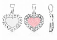 9ct White Gold Ashes Heart CZ Memorial Pendant