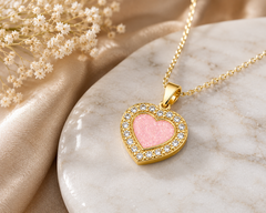 9ct Yellow Gold Ashes Heart CZ Memorial Pendant