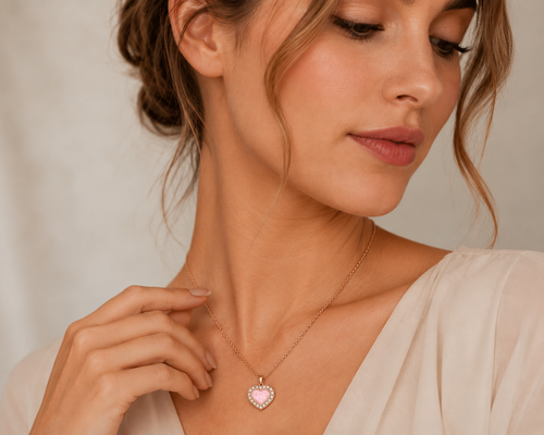 9ct Yellow Gold Ashes Heart CZ Memorial Pendant