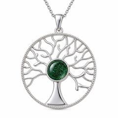 Maci Memories Sterling Silver Tree Of Life Ashes Memorial Necklace - Choose your Gem Colour