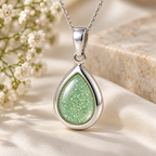 Maci Memories Sterling Silver Tear Drop Ashes Memorial Necklace - Choose your Gem Colour (Copy)