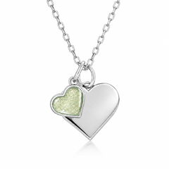 Maci Memorial Sterling Silver Double Heart Engravable Necklace - Choose your gem colour