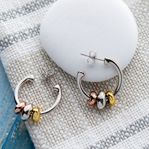 Kit Heath Coast Silver Tumble Golden Hoop Earrings