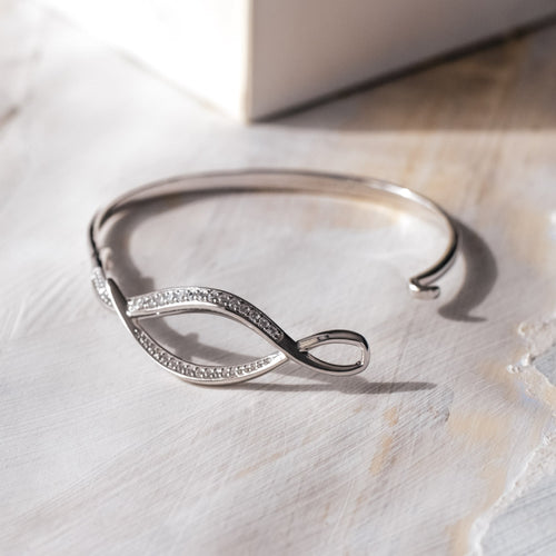 Kit Heath Entwine Twine Twist Pavé Hinged Bangle