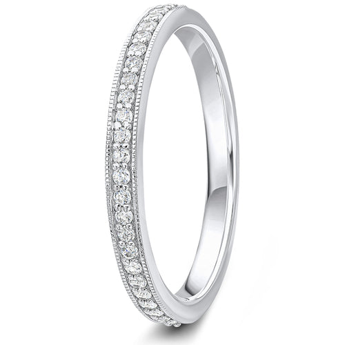 0.15ct 9ct gold Diamond Milgrain Channel Set Wedding Ring