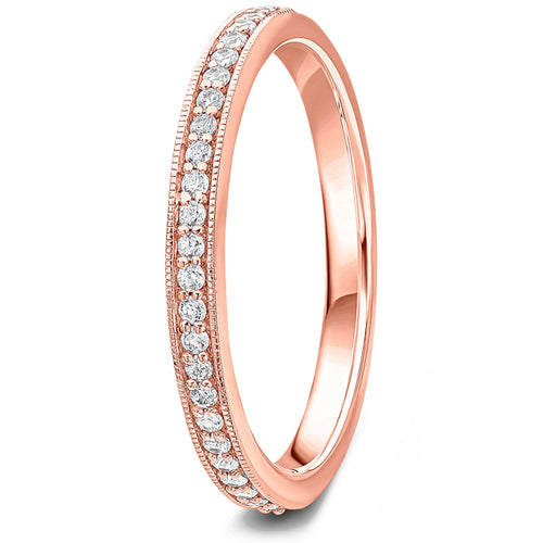 0.15ct 9ct gold Diamond Milgrain Channel Set Wedding Ring