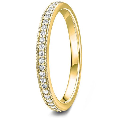 0.15ct 9ct gold Diamond Milgrain Channel Set Wedding Ring