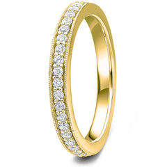 0.25ct 9ct gold Diamond Milgrain Channel Set Wedding Ring