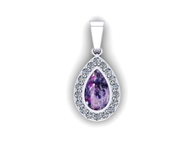 Sterling Silver Ashes Pear CZ Memorial Pendant