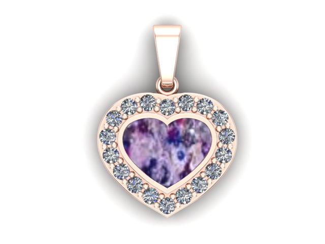 9ct Rose Gold Ashes Heart CZ Memorial Pendant