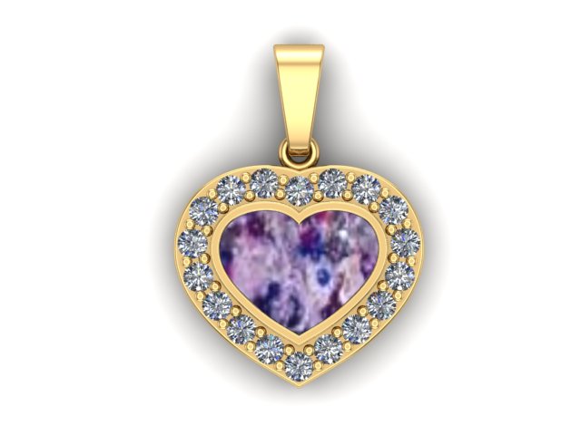9ct Yellow Gold Ashes Heart CZ Memorial Pendant