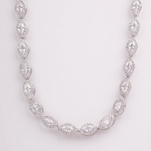 Carina Marquise Halo Crystal Bridal Necklace