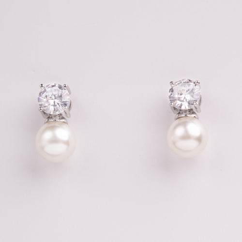 Nevya Pearl & Crystal Bridal Stud Earrings