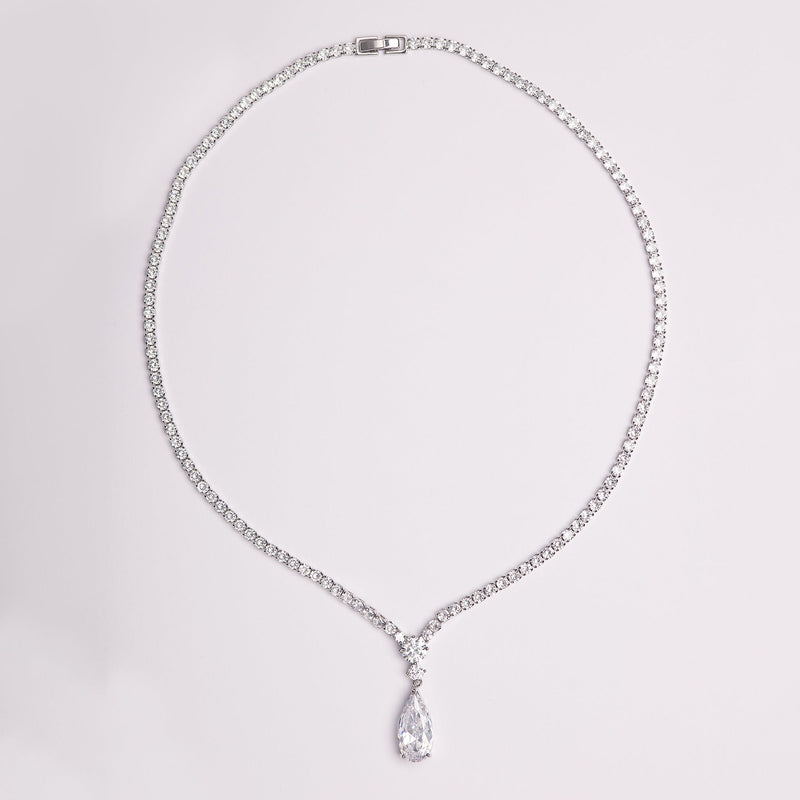 Dolores Teardrops Crystal Bridal Pendant Necklace