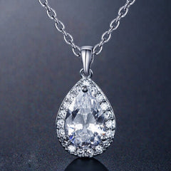 Isla Teardrop Halo Crystal Stud Earrings & Necklace Set