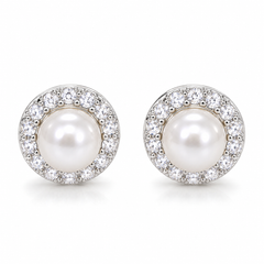 Odette Pearl & Crystal Stud Earrings and Necklace Set